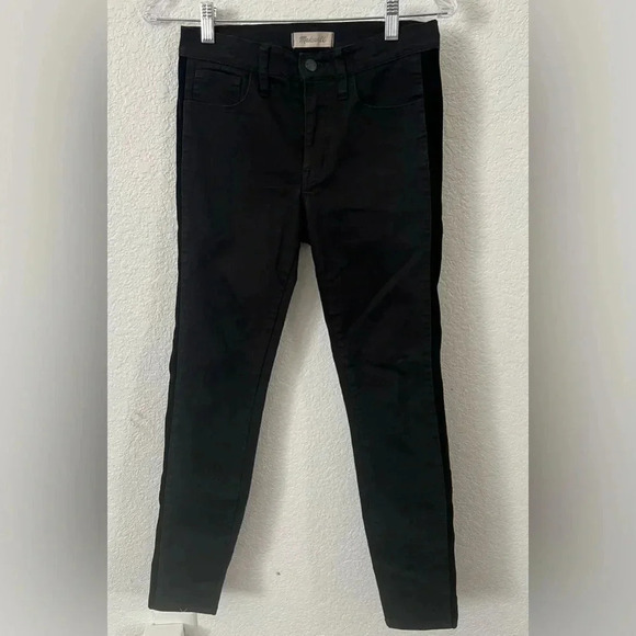 Madewell 9" Mid-Rise Skinny Jeans: Velvet Tuxedo Stripe Edition - Picture 3 of 10